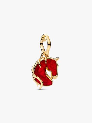 Conta Pendente Vidro Murano Cavalo de Fogo Vermelho