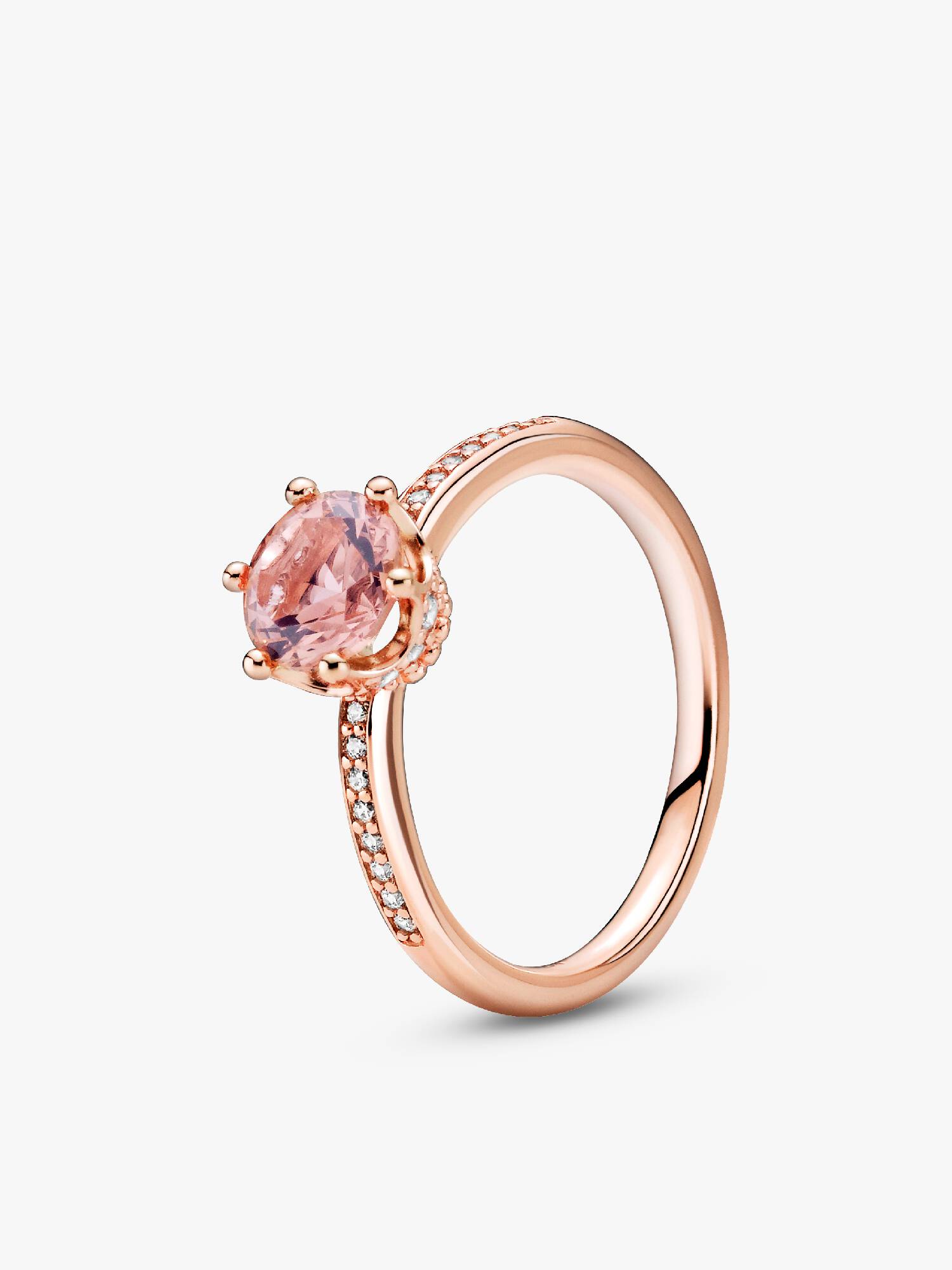 Anel Solitário Coroa Rosa Cintilante