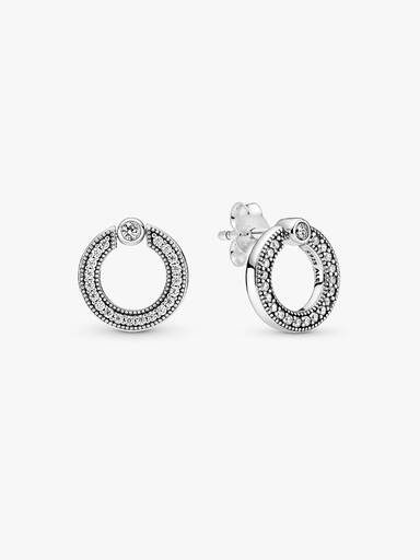Brincos reversíveis Pavé & Logo Circle