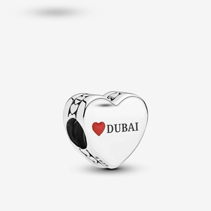 Dubai silver charm with red enamel image number 0