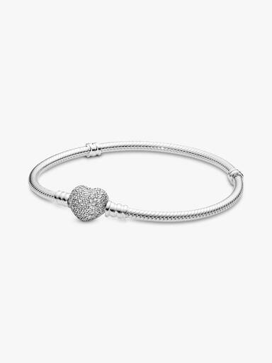 Pulseira Malha Snake e Coração Cintilante