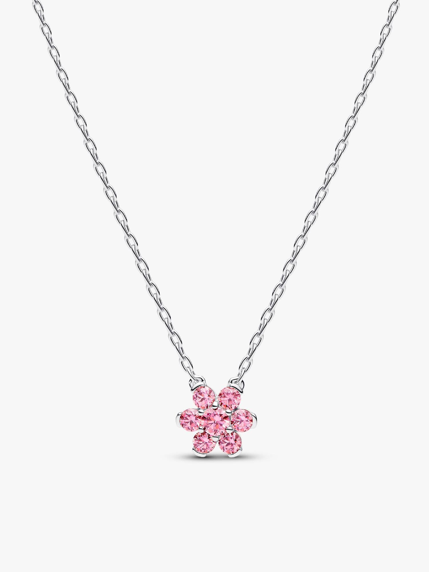 Colar Pendente Flor Rosa Brilhante