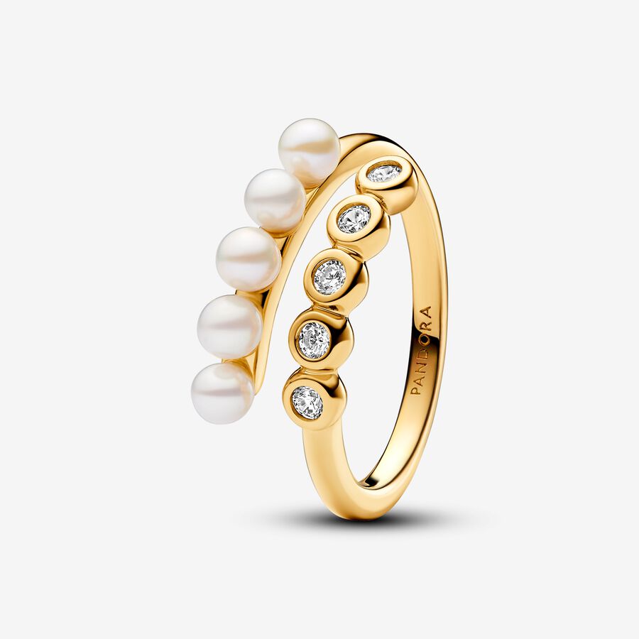 Anel aberto Treated Freshwater Cultured Pearls & Stones image number 0