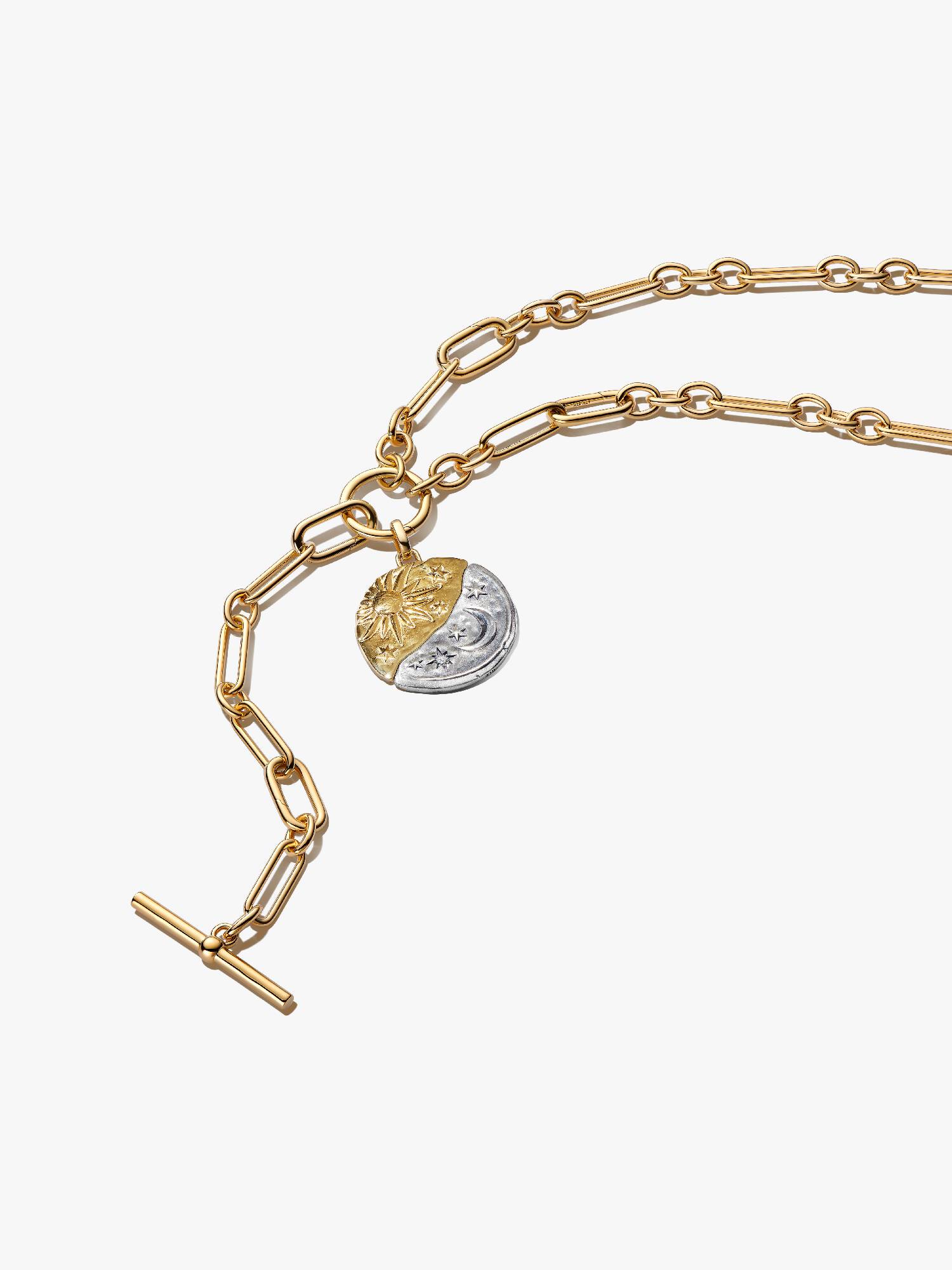 Conjunto Colar Medalhão XL Sol e Lua