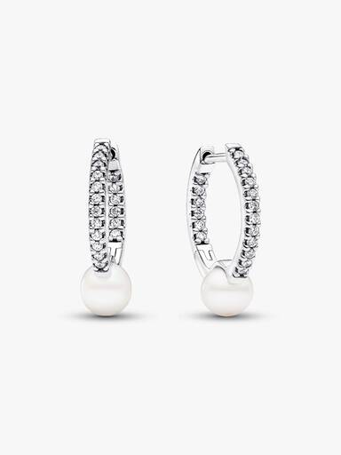 Argolas Pavé Earrings Treated Freshwater Cultured Pearl & Pavé