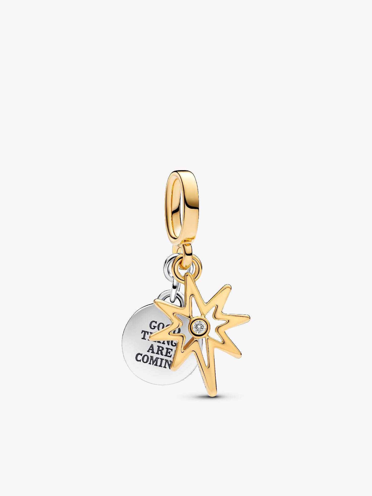 Conta Pendente Estrela do Norte Gravavel com Diamante Criado em Laboratorio0.009 ct TW