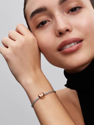 Pulseira Malha Snake e Coração