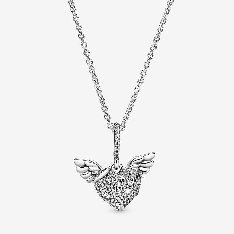 Colar Pavé Heart &amp; Angel Wings image number 0