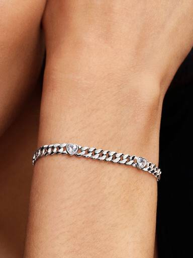 Pulseira de Corrente Cubana Coração