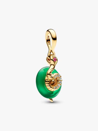 Conta Pendente de Vidro Murano Verde Cobra