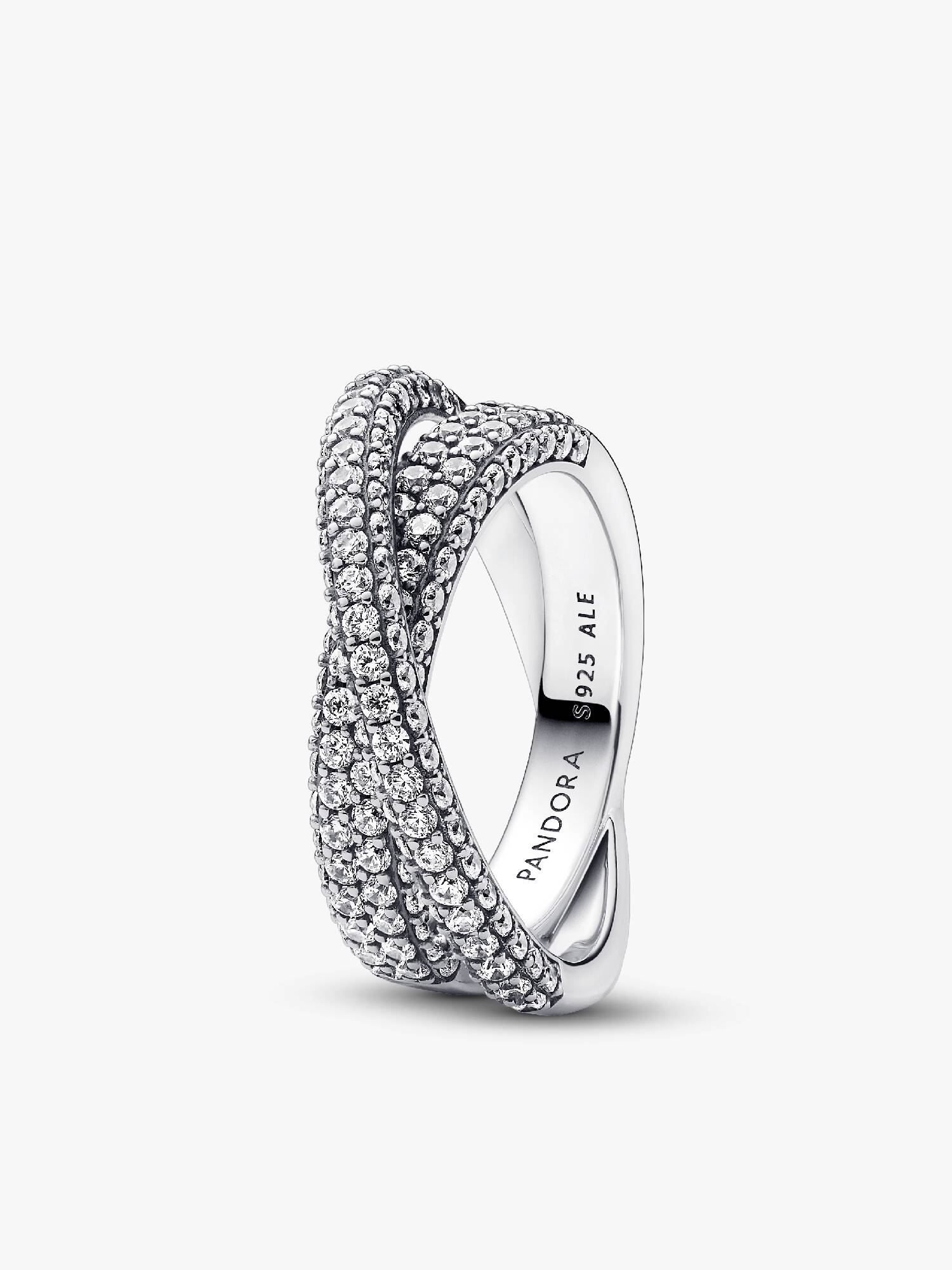 Anel Dois Aros Cruzados Pavé Pandora Timeless
