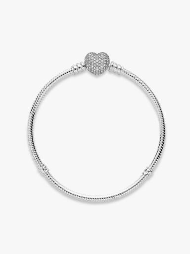 Pulseira Malha Snake e Coração Cintilante