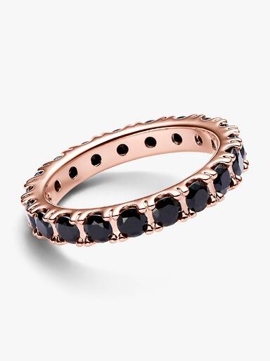Anel Black Sparkling Row Eternity
