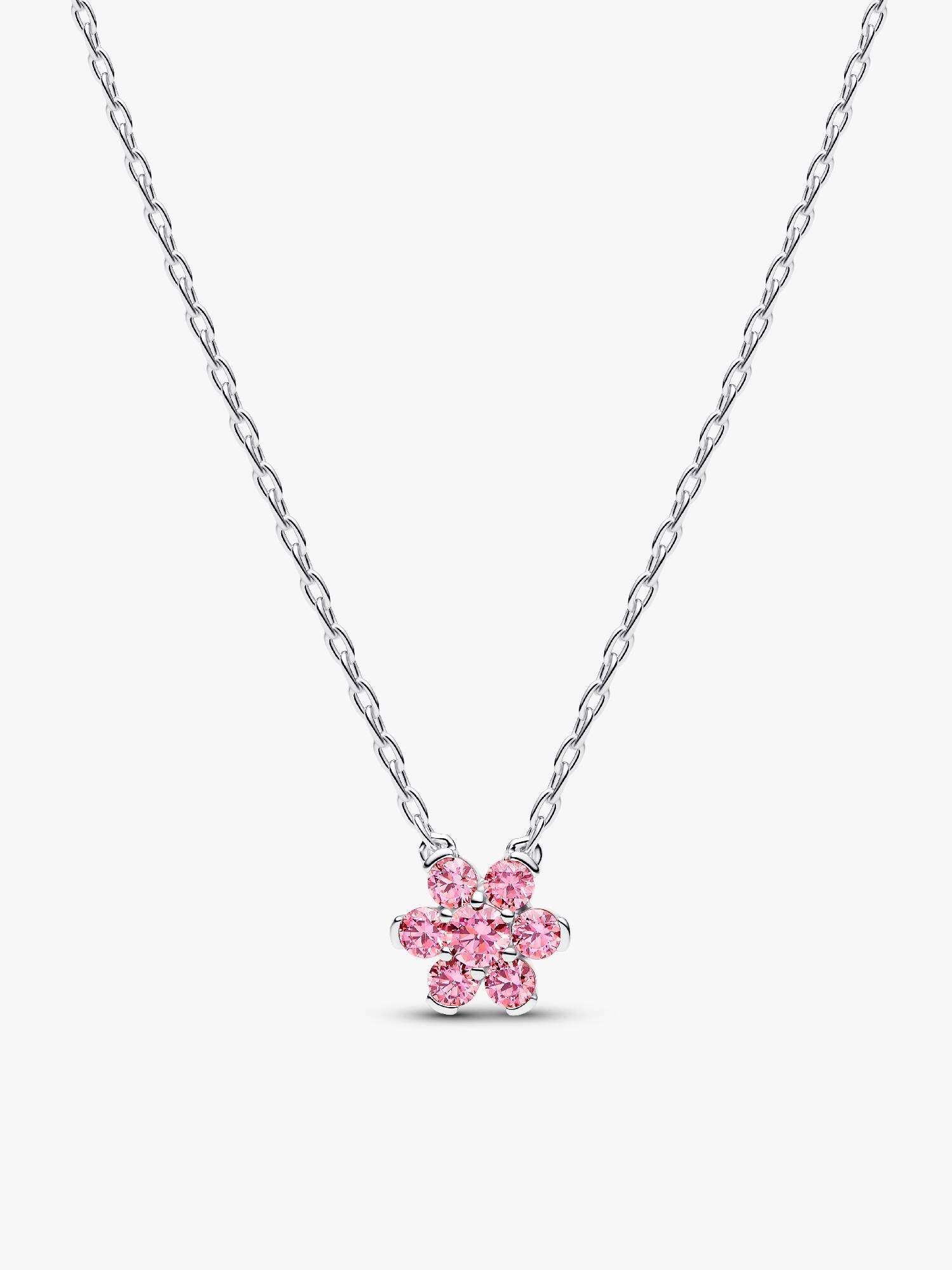 Colar Pendente Flor Rosa Brilhante