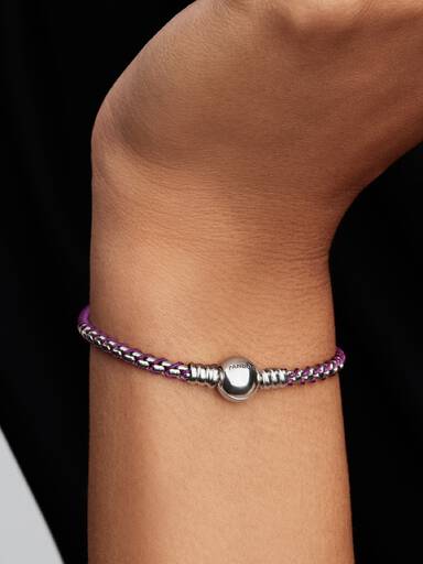 Pulseira de Corrente Caixa Cordão Lilás