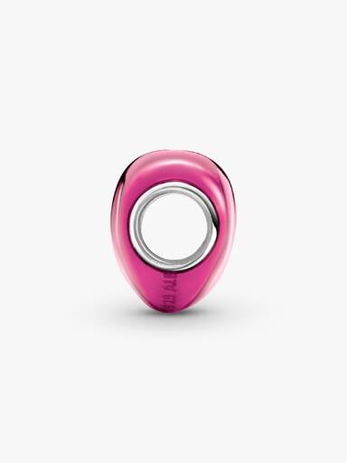 Conta Coração Rosa Metalizado