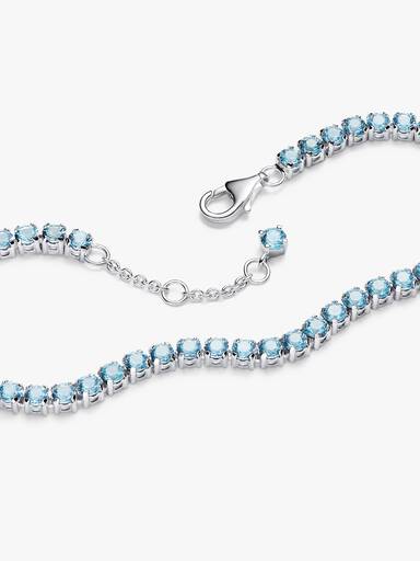 Pulseira de Ténis Azul Claro Brilhante