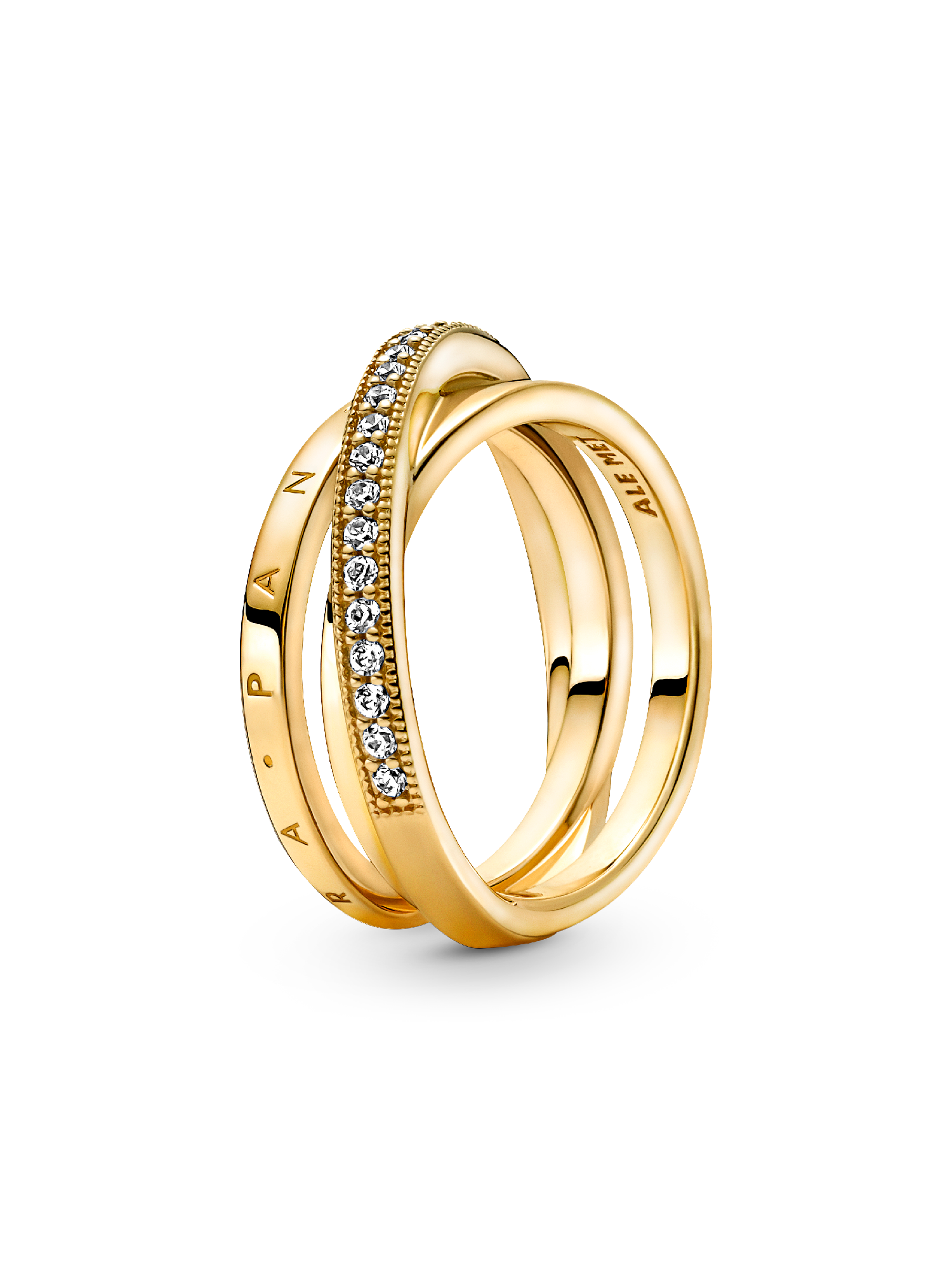 Anel Crossover Pavé Triple Band