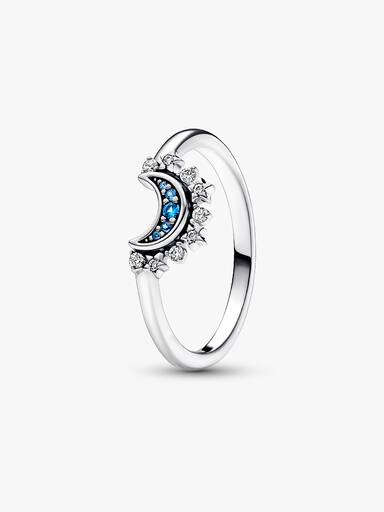 Anel Celestial Lua Azul Brilhante