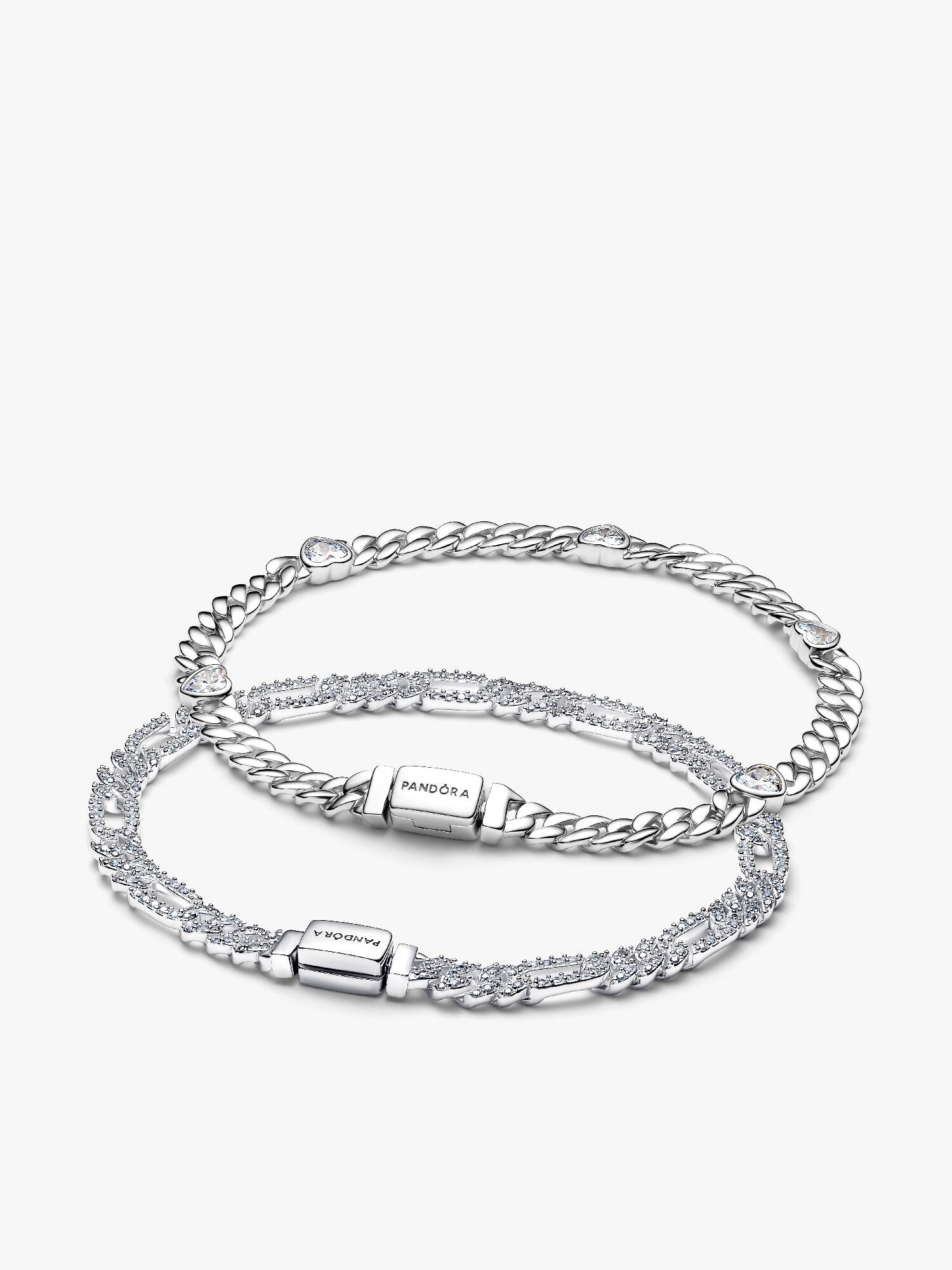 Conjunto de Presente Pulseiras de Corrente Cubana Coração e Oval para Ele e para Ela