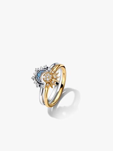 Conjunto de Presente Anéis Sol e Lua