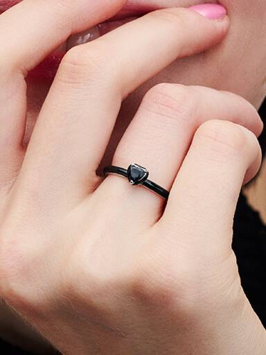 Anel Coração Chakra Preto