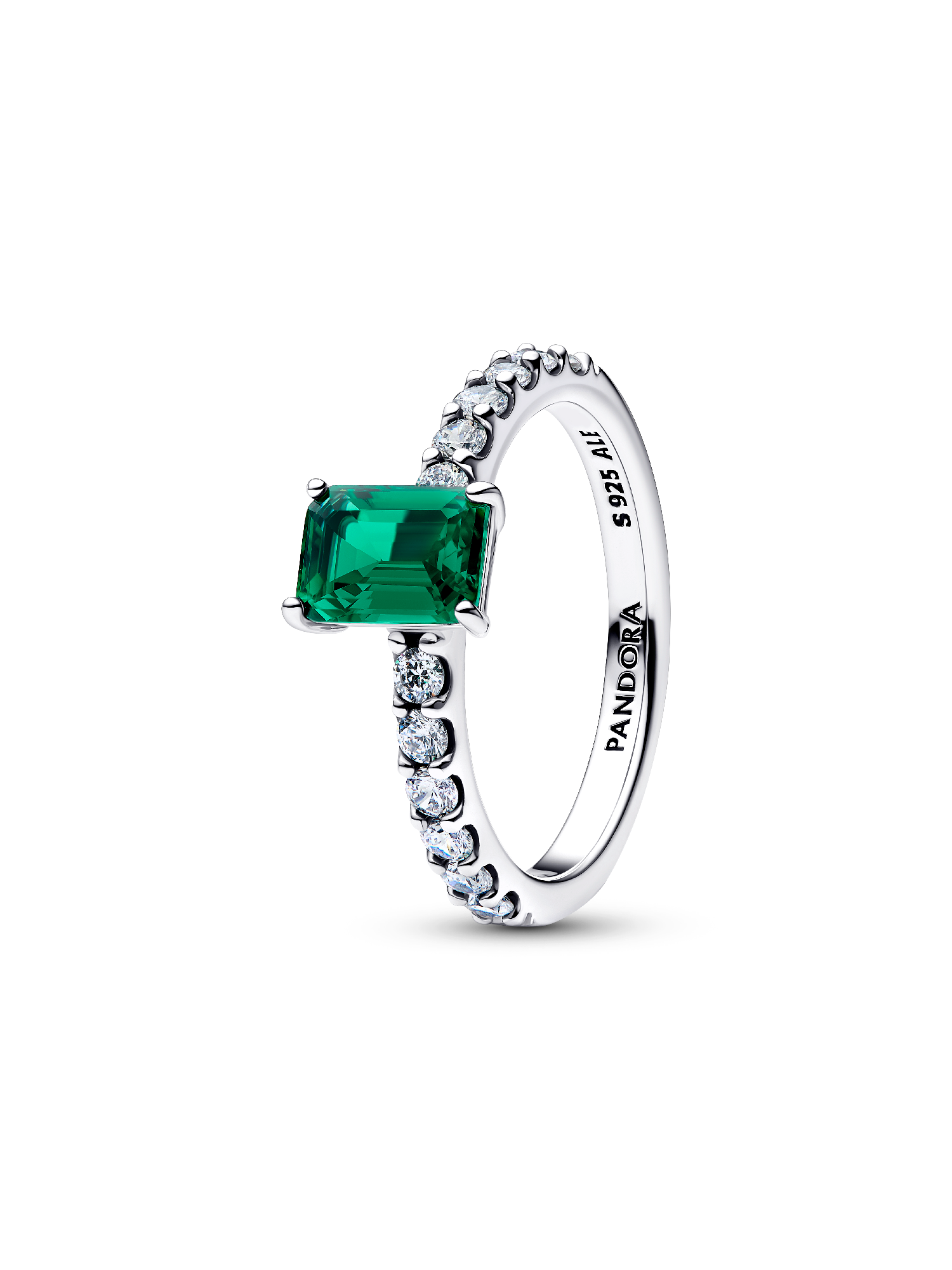 Anel Rectangular Auréola Verde Cintilante