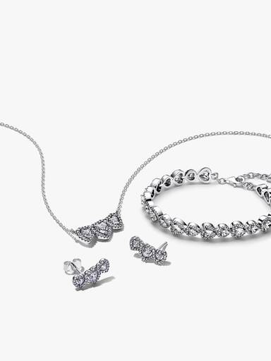 Conjunto Presente Colar, Pulseira e Brincos Coração Halo