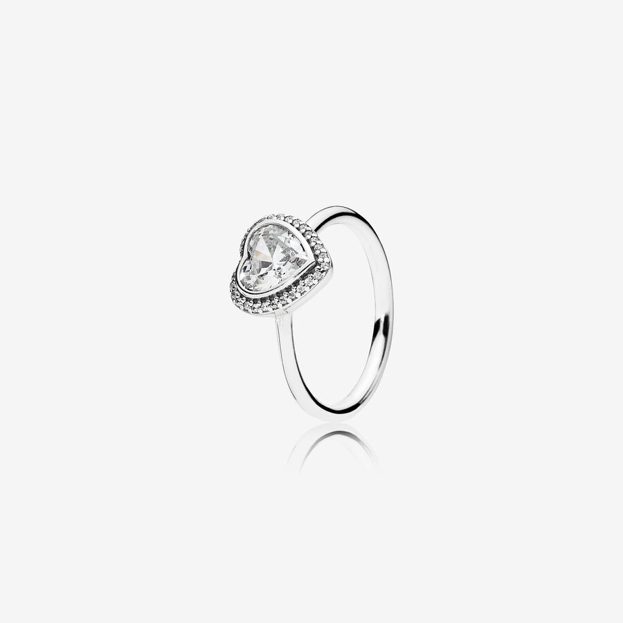 Heart silver ring with cubic zirconia image number 0
