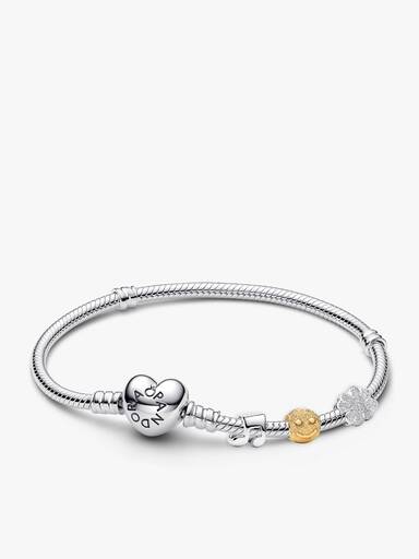 Conjunto Presente Pulseira com Charms Nota Musical, Happy Face e Trevo