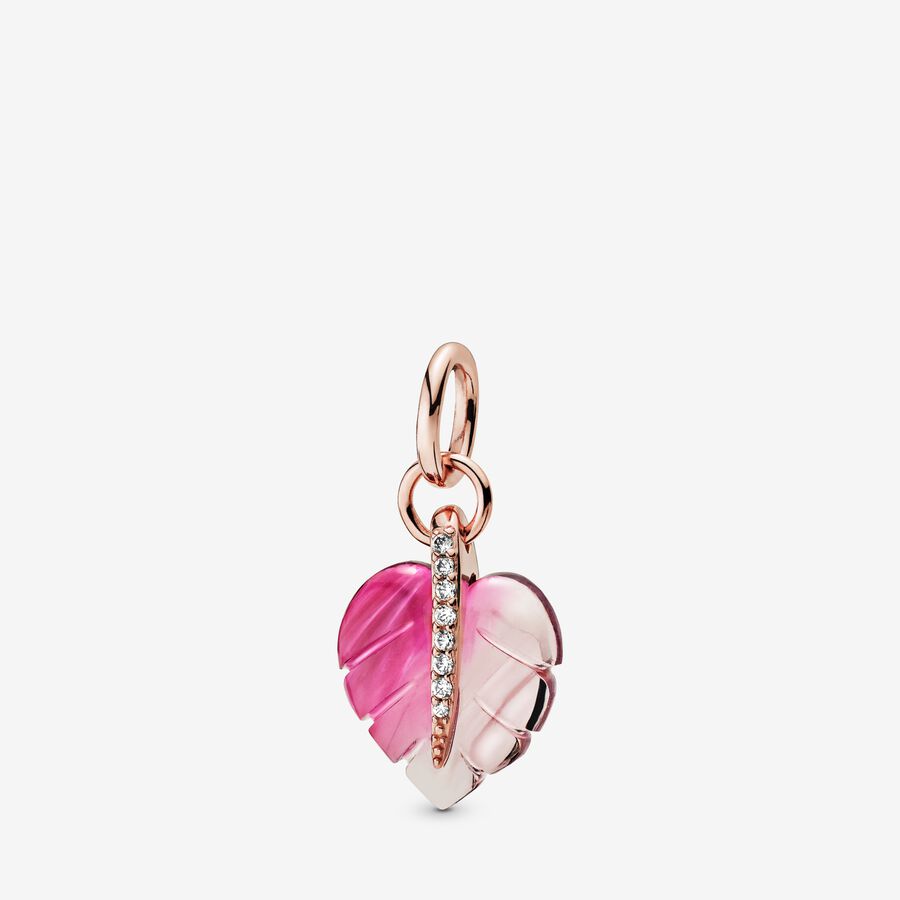 Pendente Pink Murano Glass Leaf image number 0