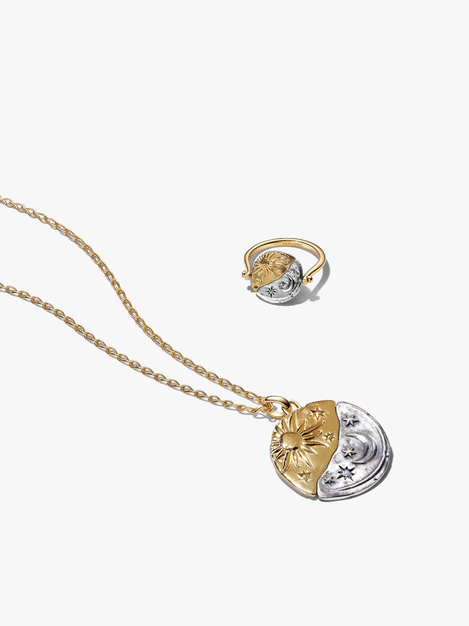 Conjunto de Joalharia Medalhão Sol e Lua