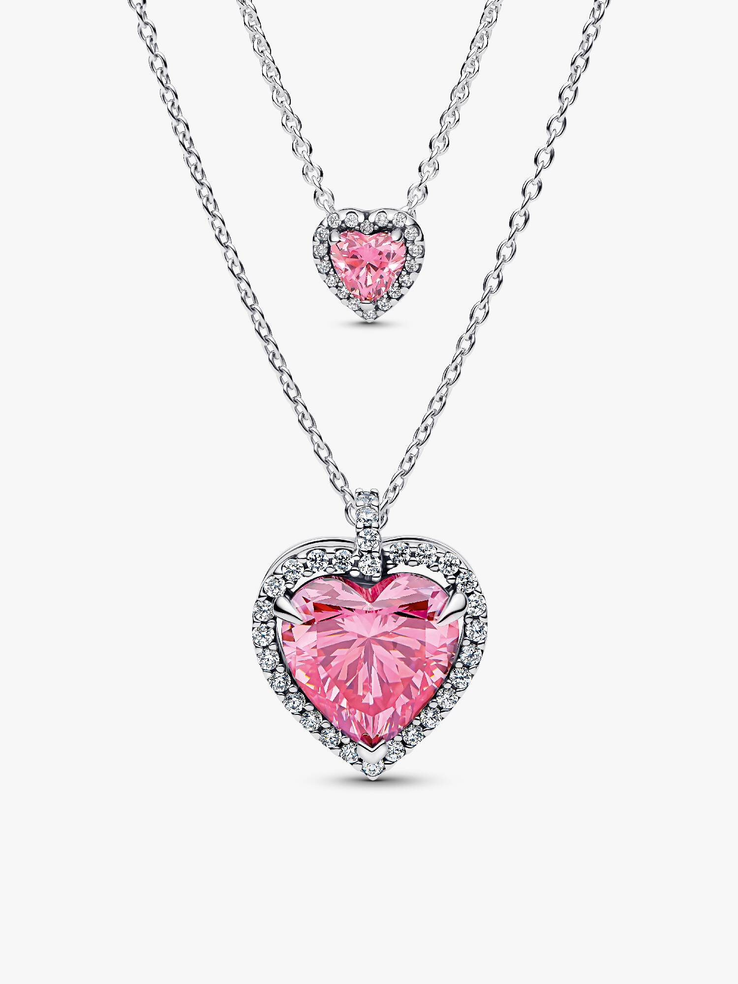 Conjunto Presente Colares Coração Rosa Halo