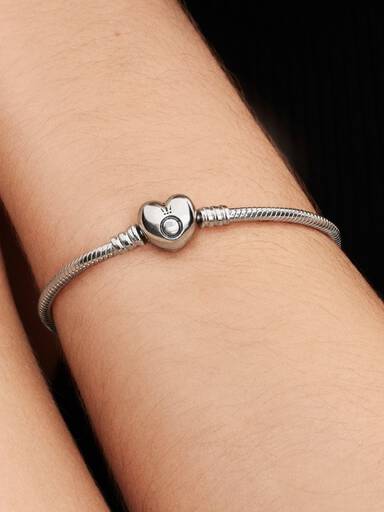 Pulseira Malha Snake e Coração
