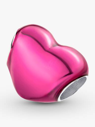 Conta Coração Rosa Metalizado