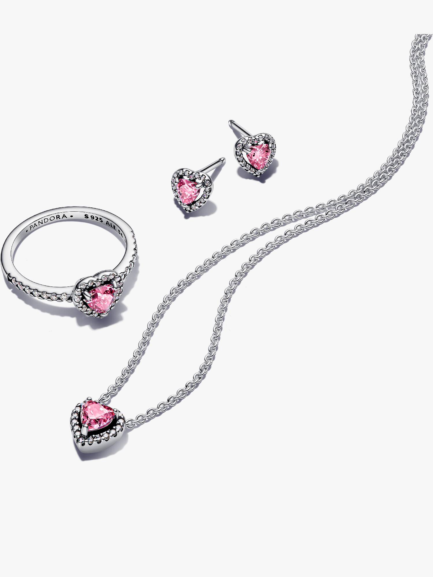 Conjunto de Joalharia Corações Pavé