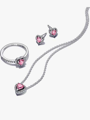 Conjunto de Joalharia Corações Pavé