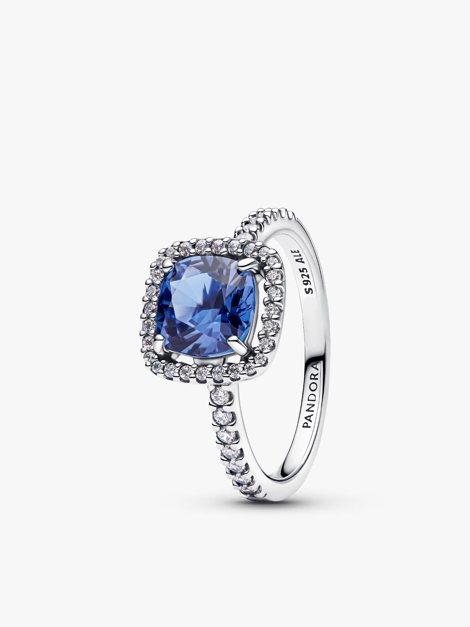 Anel Statement Auréola Quadrada Azul Brilhante