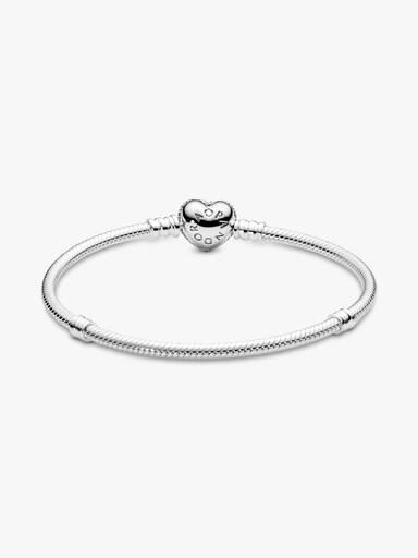 Pulseira Malha Snake e Coração Cintilante