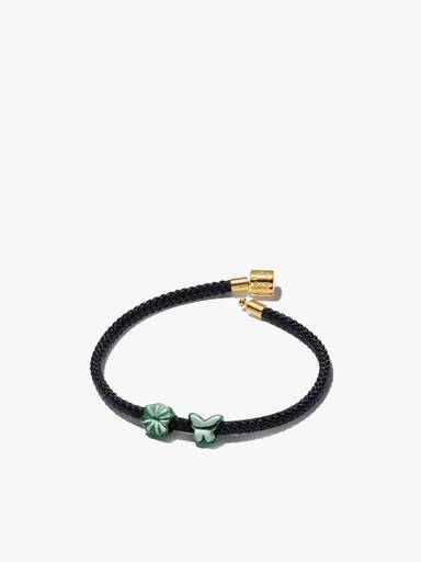 Conjunto de Pulseira Cordão e Mini Contas Borboleta e Trevo