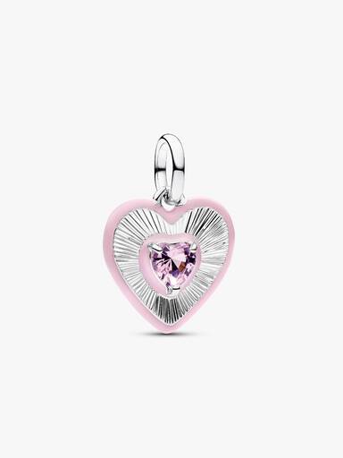 Conta Medalhão Coração Rosa Radiante
