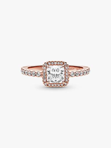 Anel Square Sparkle Halo