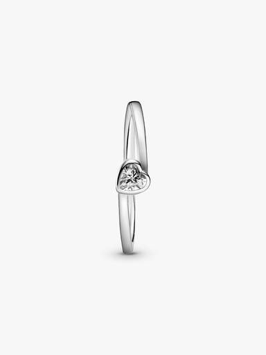 Anel Clear Tilted Heart Solitaire