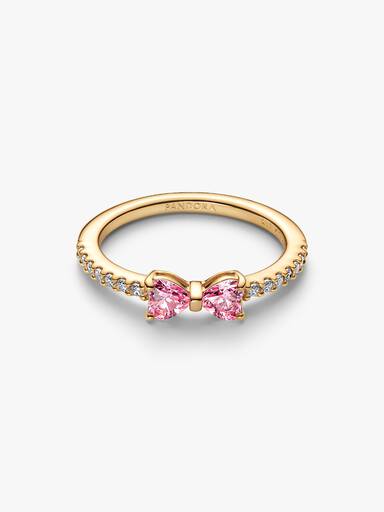 Anel Laço Rosa Brilhante