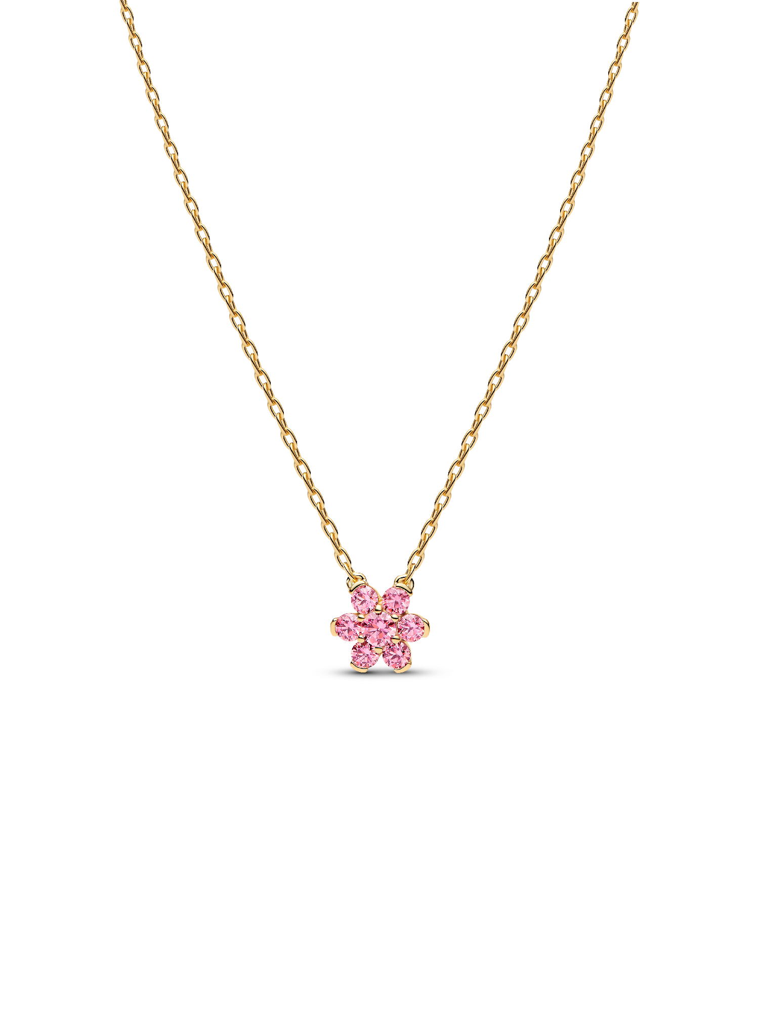 Colar Pendente Flor Rosa Brilhante