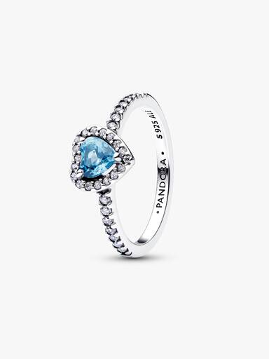 Anel Coração Elevado Azul Claro