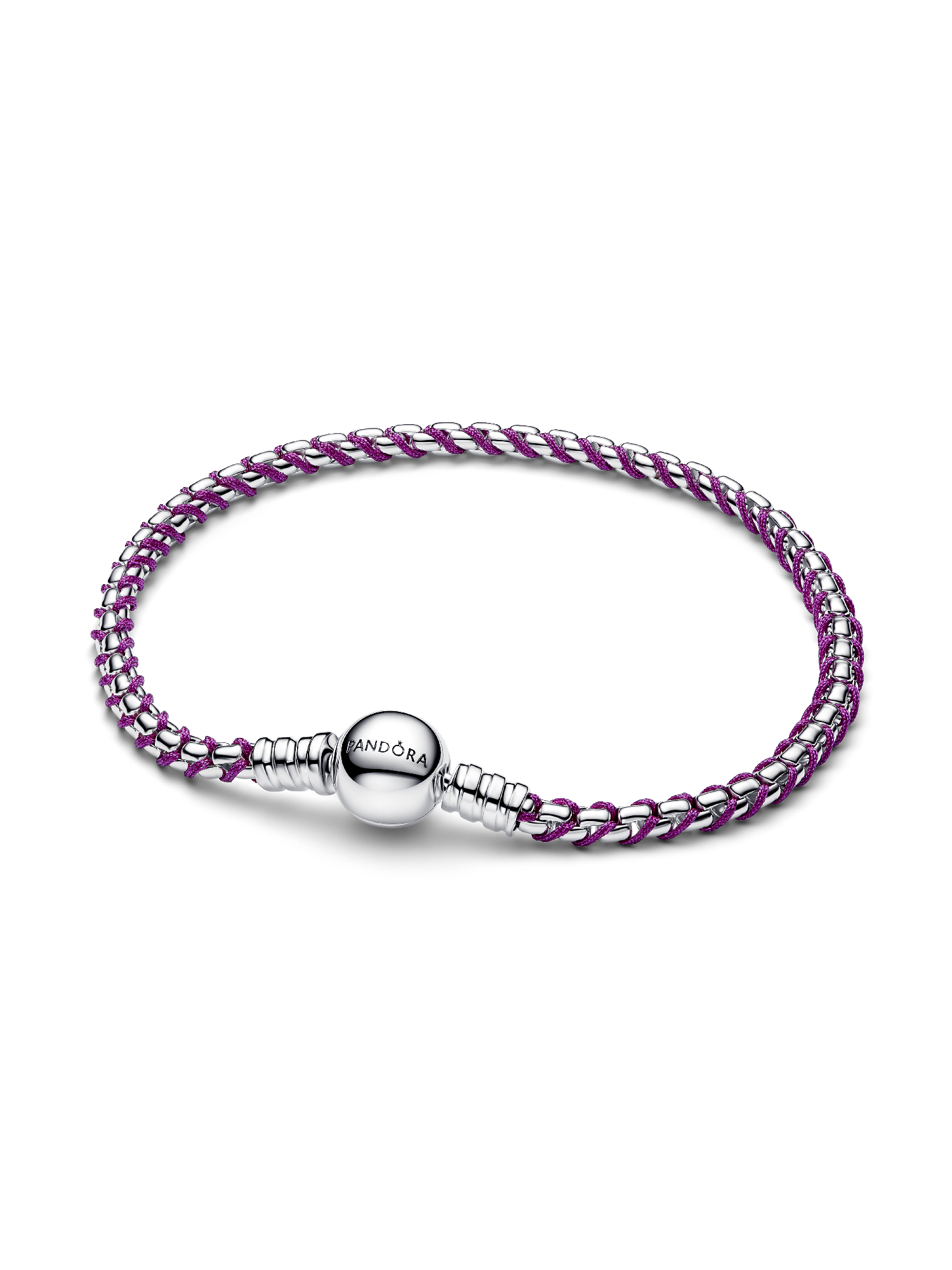 Pulseira de Corrente Caixa Cordão Lilás