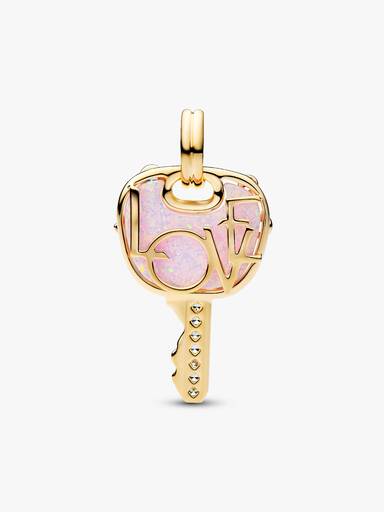 Conta Pendente Grande Chave do Amor Rosa Opalescente