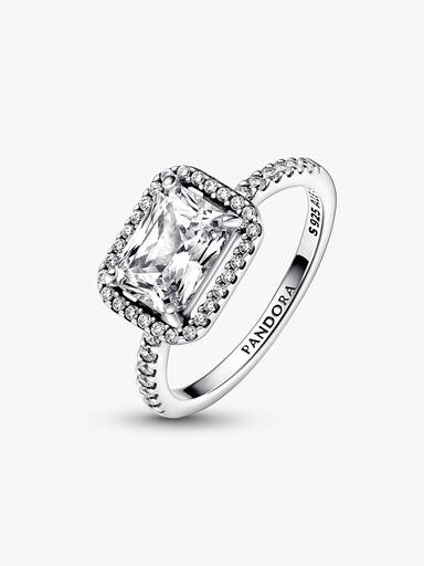 Anel Rectangular Sparkling Halo