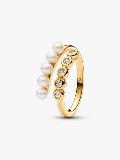 Anel aberto Treated Freshwater Cultured Pearls & Stones